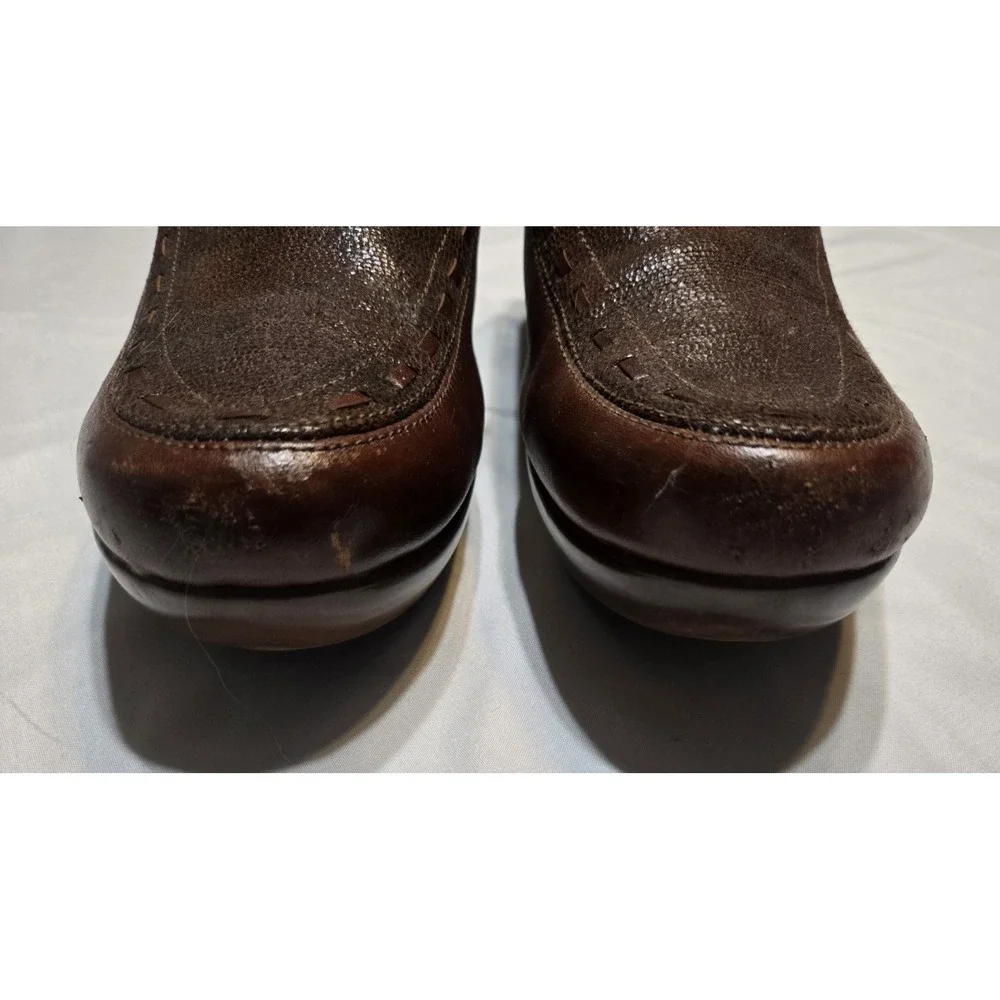 Ariat Leather Wedge Comfort Clogs Womens 8.5B ATS Footbed Brown Cushioned Logo